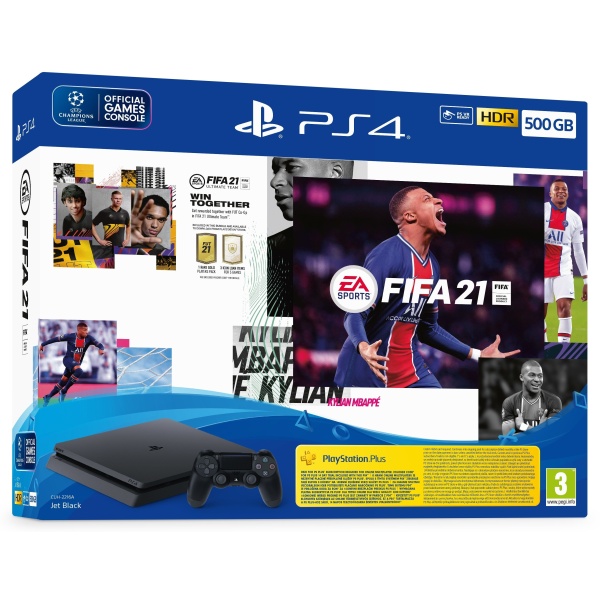 Sony Consola PlayStation 4 Slim 500GB Jet Black F-Chassis + Joc FIFA 21 46500973